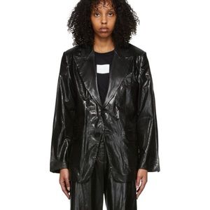 MM6 Margiela Black Faux-Leather Blazer